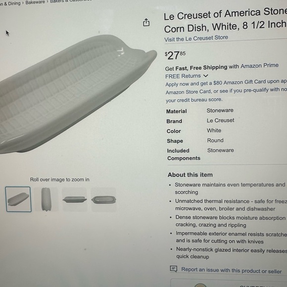 Le Creuset White Corn Dishes NWT Set of 2 Stoneware Sweet Corn on the Cob - Picture 8 of 8